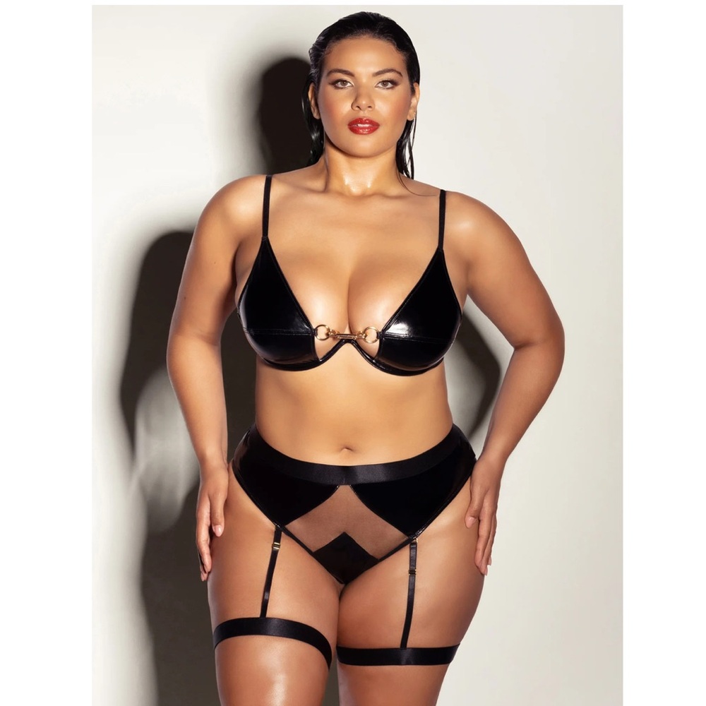 NWOT Black Lingerie Set with Gold Accents